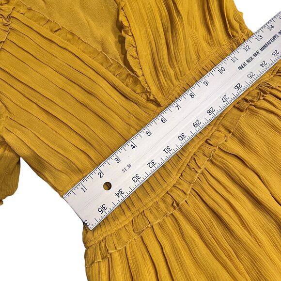 Ulla Johnson Sonja Silk Midi Dress | Size 0 | Yellow Ruffle Hem Boho Chic - Picture 7 of 16